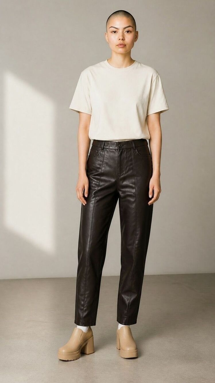 Truth By Republic Chocolate Brown Faux Leather Pants Misses Size 6 NWT